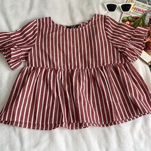 Shein Striped Ruffled Peplum Top- Small